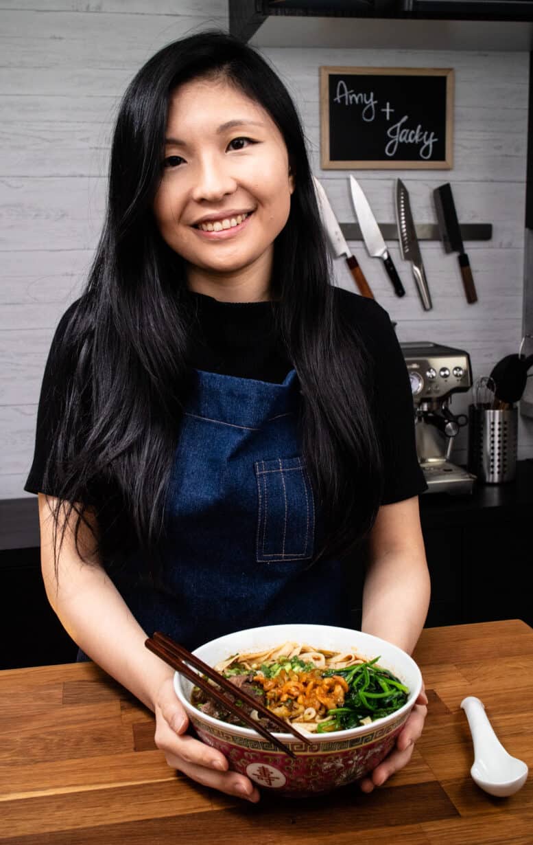 Amy with Taiwanese Beef Noodle Soup