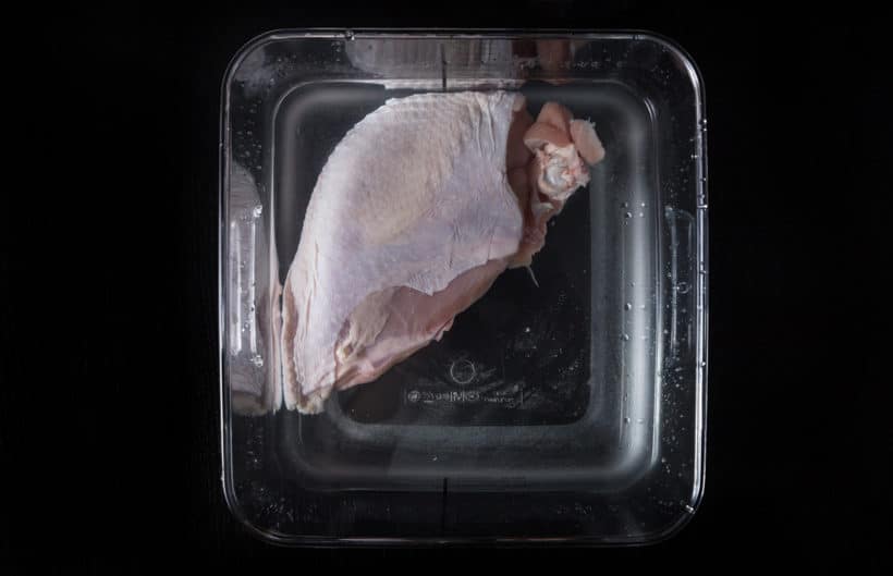 wet brine turkey breast with salted water for moist turkey meat