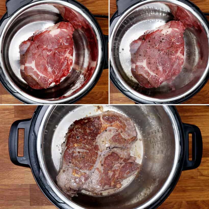 brown chuck roast in Instant Pot  #AmyJacky #InstantPot #beef #recipe