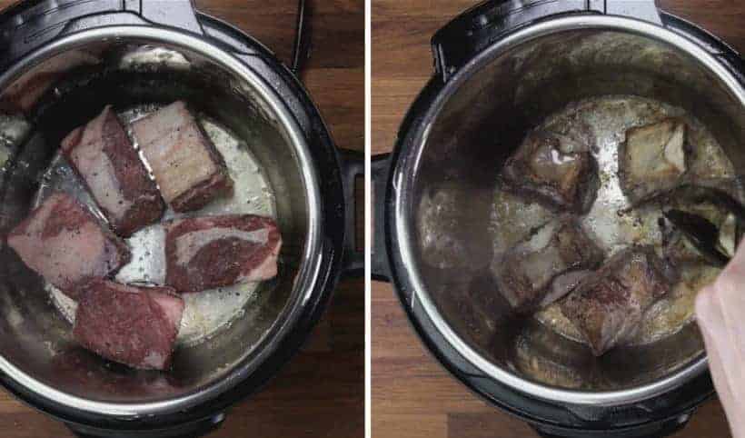 brown seasoned short ribs in Instant Pot