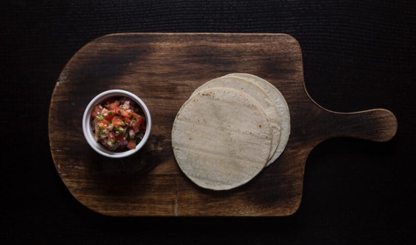 corn tortillas and salsa