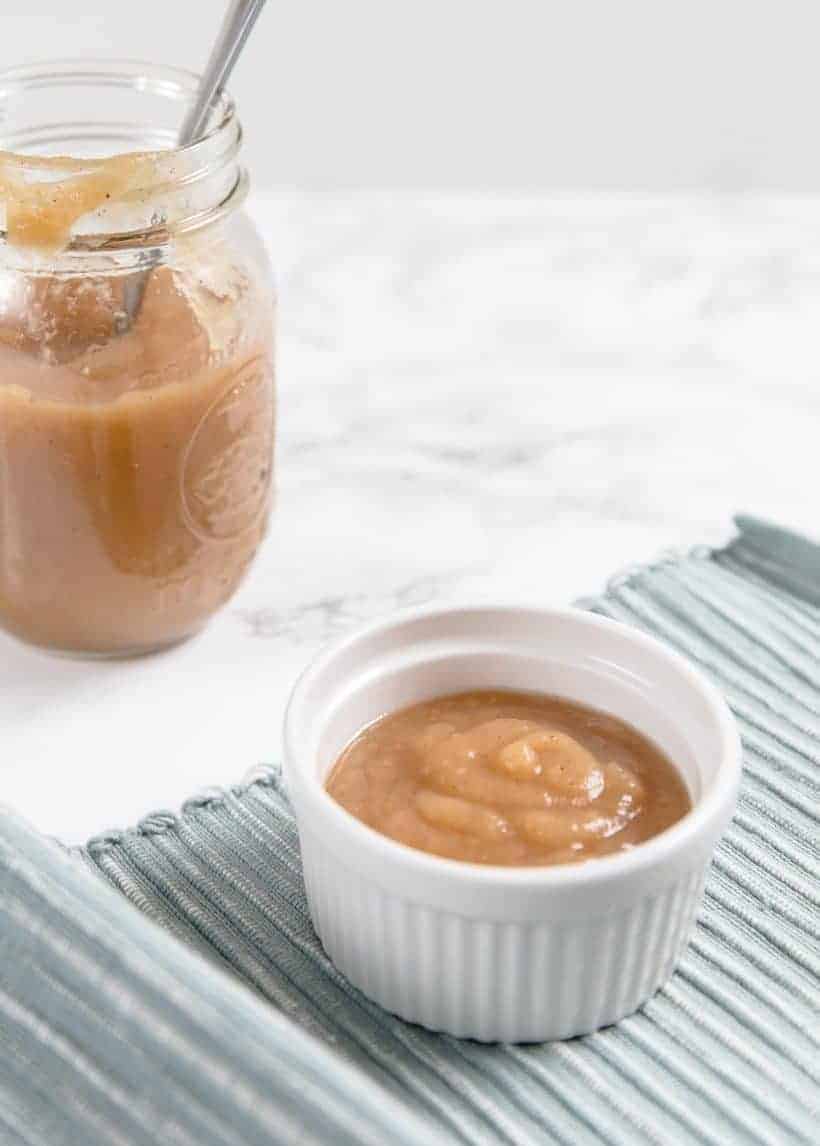 Easy Instant Pot Applesauce - 5 mins prep + 6 ingredients to make. Imagine a sweet, warm, cinnamon-spiced homemade apple pie filling. Enjoy this smooth applesauce as a side or dessert. Don't just save it for Thanksgiving!