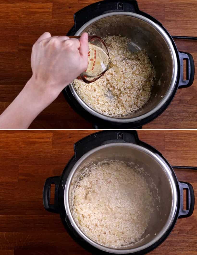 Instant Pot Arborio Rice: add dry white wine Pinot Grigio in arborio rice in Instant Pot  #AmyJacky #InstantPot #PressureCooker #rice #sides #vegetarian