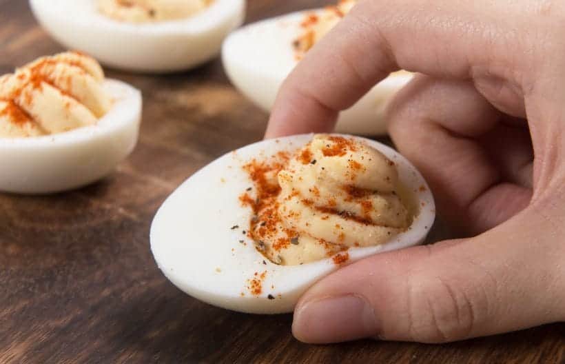 Instant Pot Deviled Eggs Recipe: Make creamy & rich Easy Deviled Eggs with a tad spicy twist! Our crowd-pleasing go-to party appetizer. Budget-friendly, simple & delicious.