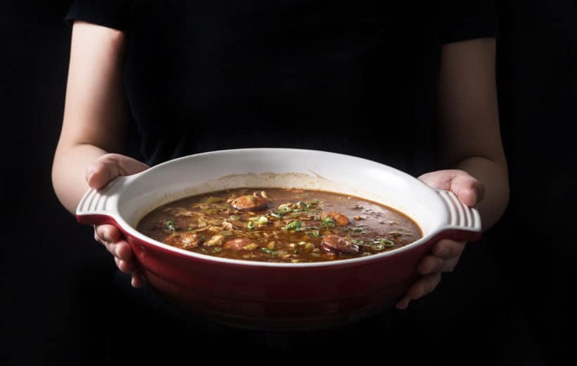 Make Mouthwatering Louisiana Instant Pot Gumbo Recipe (Pressure Cooker Gumbo): a hearty Southern pot of love packed with smoky-spicy Cajun, Creole flavors and rich aromas. Feed your crowd with this delicious party favorite - not just for Mardi Gras! #instantpot #instantpotrecipes #gumbo #pressurecooker #pressurecookerrecipes