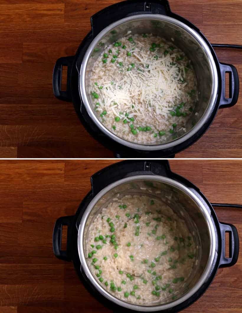 Instant Pot Parmesan Risotto: add freshly grated parmesan cheese to risotto in Instant Pot  #AmyJacky #InstantPot #PressureCooker #recipe #rice #sides #vegetarian