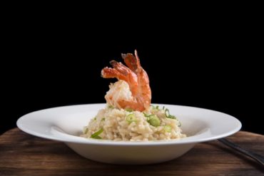 Easy Instant Pot Risotto Recipe: Make this creamy Japanese-Italian Garlic Butter Tiger Prawn Risotto. No more mushy, gluey, or hard risotto! Plus, no need to tend the pot or stir it often.