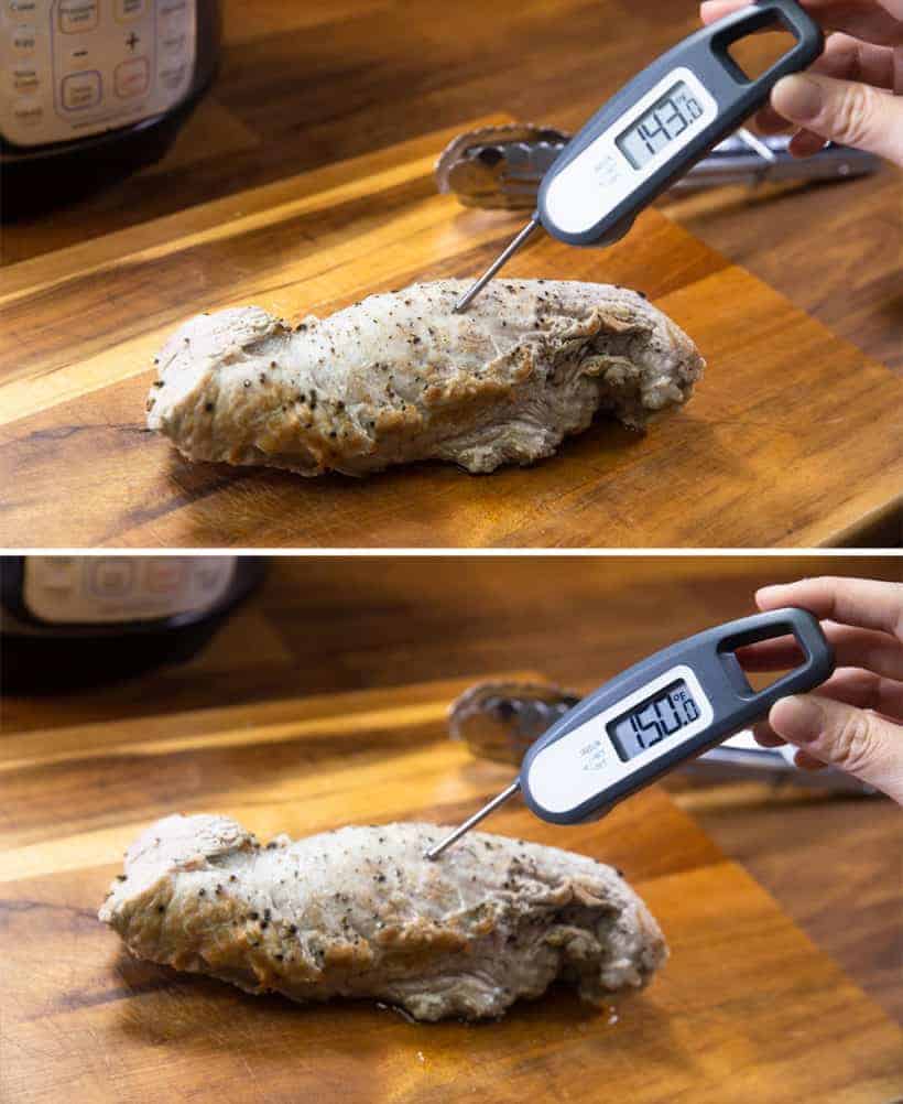 pork internal temperature measurement changes after resting