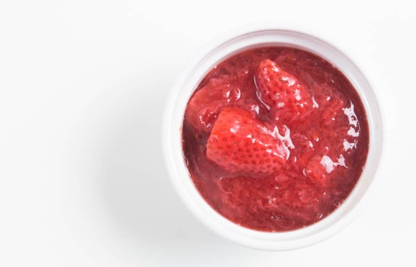 How to make Instant Pot Strawberry Compote Recipe (Pressure Cooker Strawberry Compote): Luscious Sweet 6-ingredient Strawberry Sauce will have you licking your spoons. Great topping for cheesecake or breakfast.