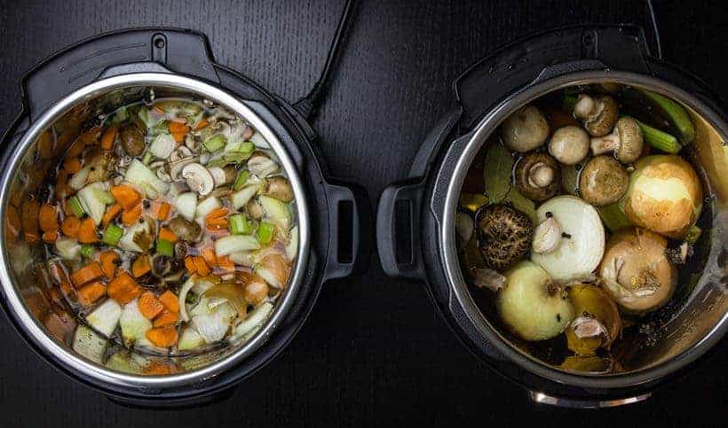 Make Healthy Instant Pot Vegetable Stock Recipe Experiment (Pressure Cooker Vegetable Stock): Roughly Chopped vs. Halved Veggies 