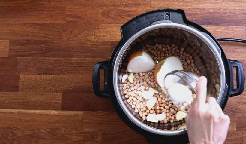 Instant Pot Chickpeas: add salt in Instant Pot Pressure Cooker #AmyJacky #InstantPot #PressureCooker #recipe #vegan #GlutenFree #vegetarian