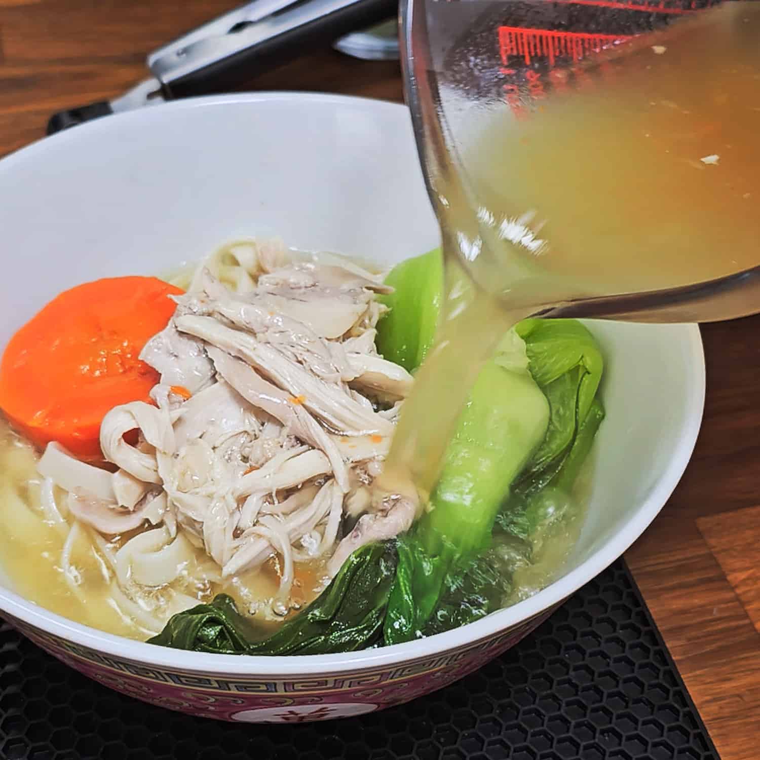 shredded chicken noodle soup