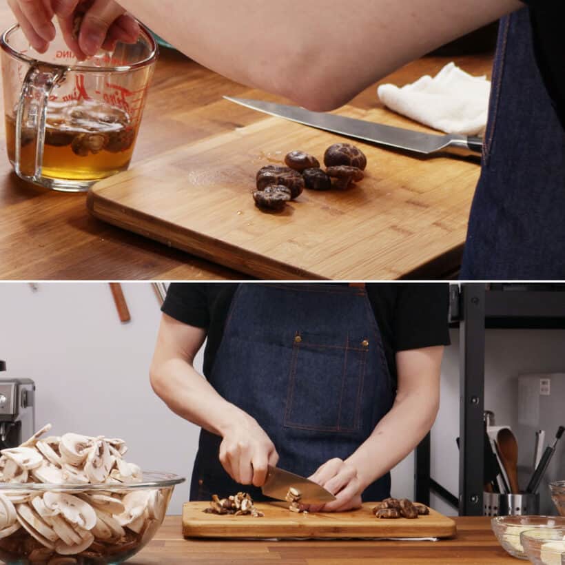 slice shiitake mushrooms