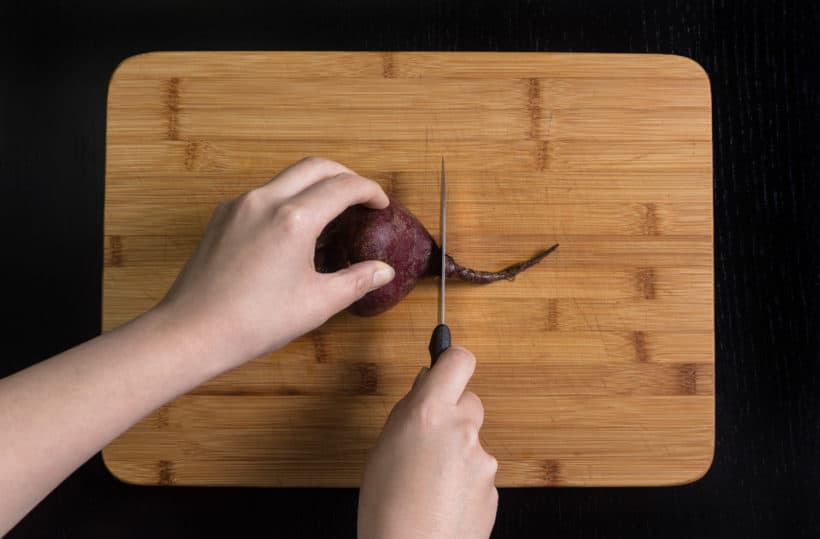 Instant Pot Beets Recipe (Pressure Cooker Beets): trim off and discard the roots before pressure cooking